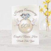 Speciaal 60e Jubileum Kaart, diamantthema Kaart (Gele Bloem)