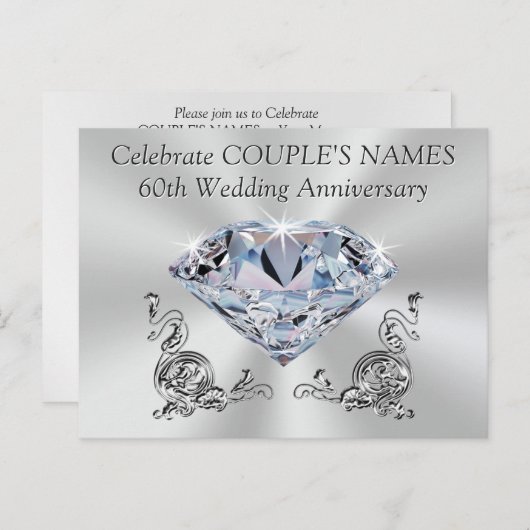 Speciaal 60e Jubileum nodigt u uit, JOUW TEKST Uitnodiging Briefkaart (Voorkant / Achterkant)