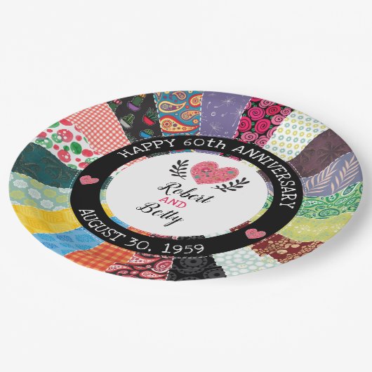 Speciaal 60e Jubileum, patchwork-kwilt Papieren Bordje (Gekanteld)