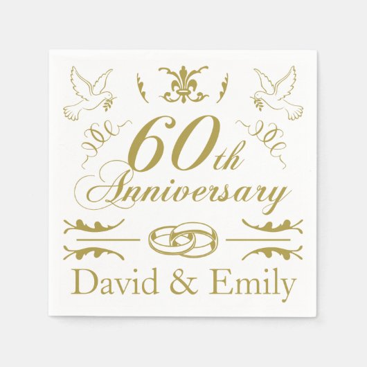 Speciaal 60th Wedding-Jubileum Servet (Voorkant)