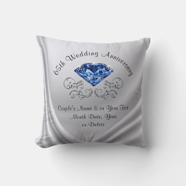 Speciaal 65e Jubileum Gift Sapphire Pillow Kussen (Voorkant)