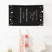 Speciaal 70e verjaardag Gold en zwart confetti Spandoek (Insitu)