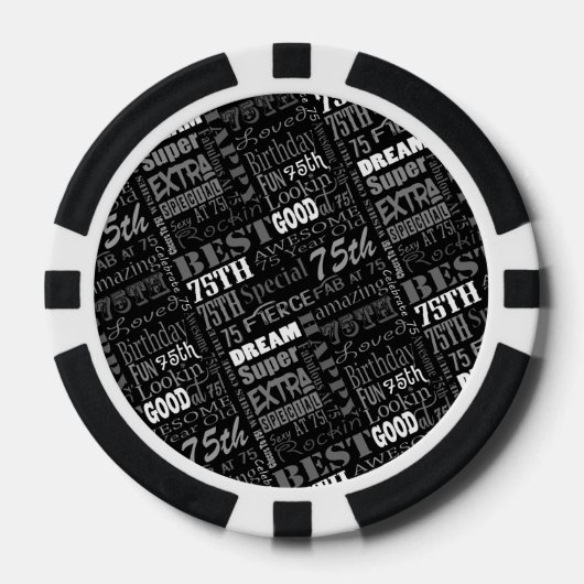 Speciaal 75e Verjaardagsfeestfoto Monogram Pokerchips (Voorkant)
