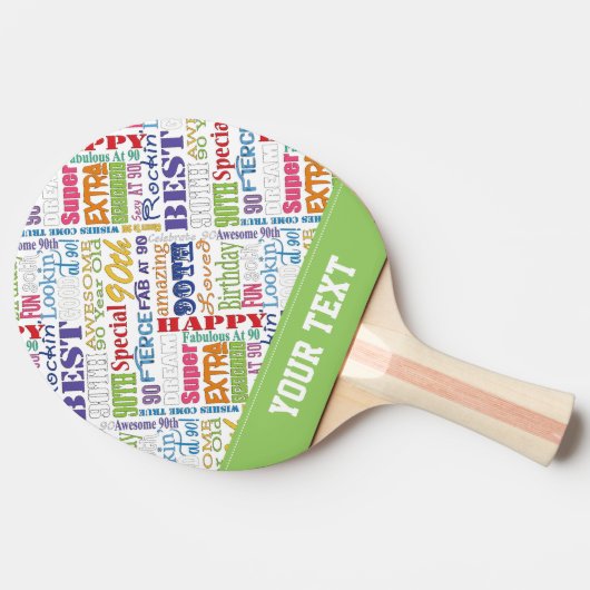 Speciaal 90e verjaardag van het gepersonaliseerd m tafeltennisbatje (Zijkant)