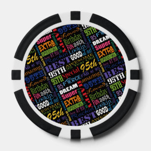 Speciaal 95e verjaardagsfeestje gepersonaliseerd m pokerchips