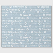 Speciaal aangepast aangepast Blauw hartpatroon Cadeaupapier (Vlak)