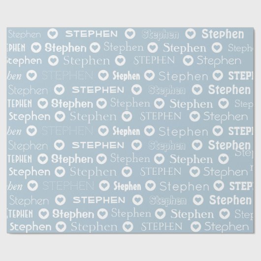 Speciaal aangepast aangepast Blauw hartpatroon Cadeaupapier (Vlak)