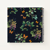 , speciaal aangepast Dark Floral Butterfly-patroon Notitieboek (Achterkant)