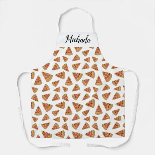 Speciaal aangepast paizza Slice Pattern White Schort (Voorkant)