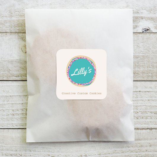 Speciaal aangepaste cookie van bankwinkel vierkante sticker