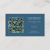 Speciaal aangepaste QR-code Modern Blue Custom Log Visitekaartje (Voorkant)