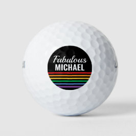 Speciaal aangepaste regenboogstripes zwarte LGBT - Golfballen