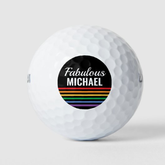 Speciaal aangepaste regenboogstripes zwarte LGBT - Golfballen (Voorkant)