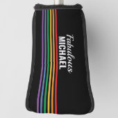 Speciaal aangepaste regenboogstripes zwarte LGBT - Golfheadcover (Draai 90)