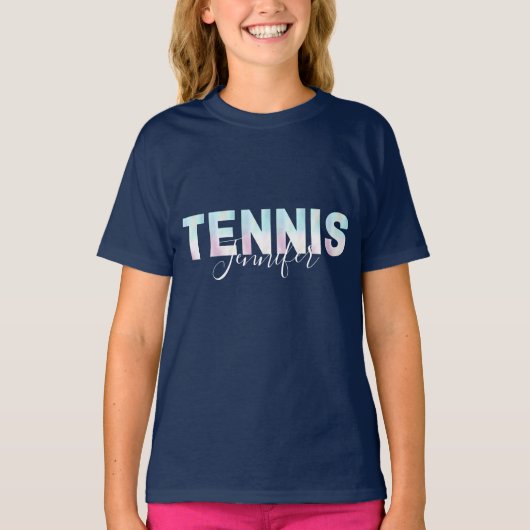 Speciaal aangepaste 'Tennis Girl Player Name Cool' T-shirt (Voorkant)