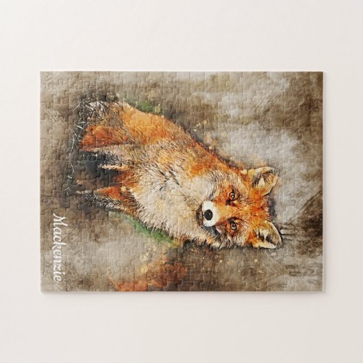 Speciaal aangepaste Waterverf fox art Legpuzzel (Horizontaal)