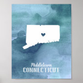 Speciaal aangepaste Waterverf voor Connecticut Map Poster (Voorkant)