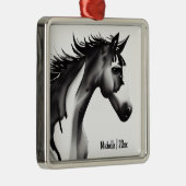 Speciaal Abstract paard zwart/wit kerstmis Metalen Ornament (Rechts)