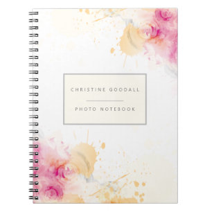 Speciaal Abstract Roze en Bisque Moderne Foto Notitieboek