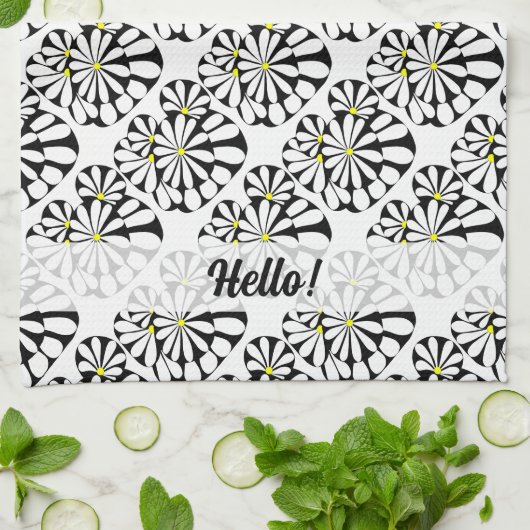 Speciaal Abstract zwart-wit ontwerp | Theedoek (Gevouwen)