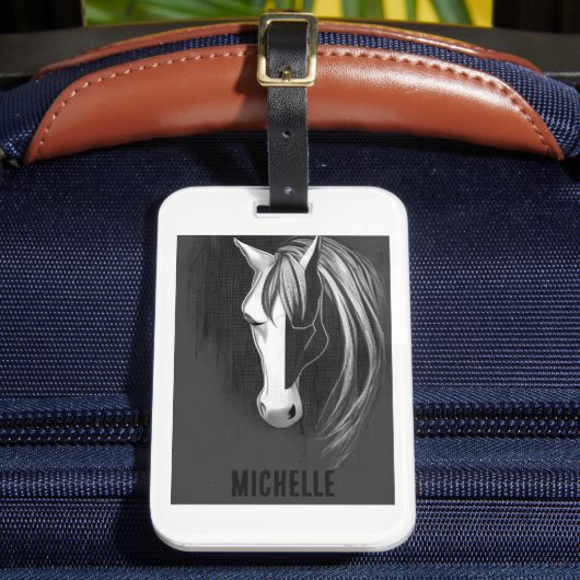 Speciaal Abstract zwart-wit paard Bagagelabel (Voorkant Insitu 2)