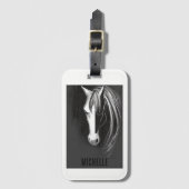 Speciaal Abstract zwart-wit paard Bagagelabel (Voorkant (verticaal))