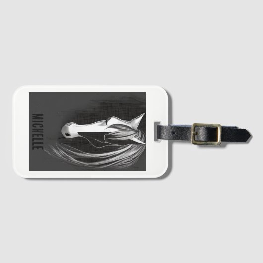 Speciaal Abstract zwart-wit paard Bagagelabel (Voorkant (horizontaal))