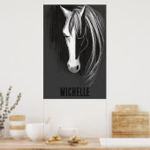 Speciaal Abstract zwart-wit paard Poster (Keuken)