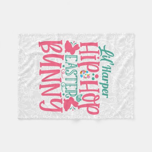 Speciaal ADD-NAAM Lil Hip Hop Easter Bunny Fleece Deken (Voorkant (Horizontaal))