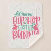 Speciaal ADD-NAAM Lil Hip Hop Easter Bunny Sherpa Deken (Voorkant)