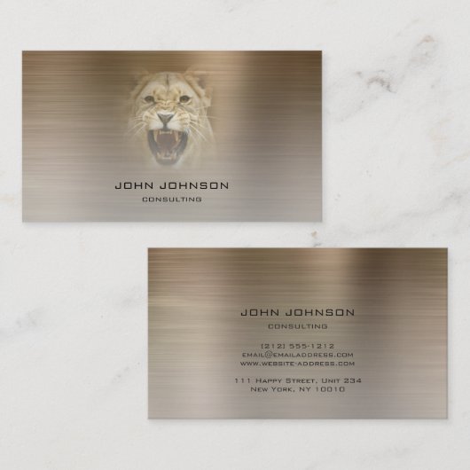 Speciaal advies van de Lion Sepia Metallic Steel Visitekaartje (Voorkant / Achterkant)