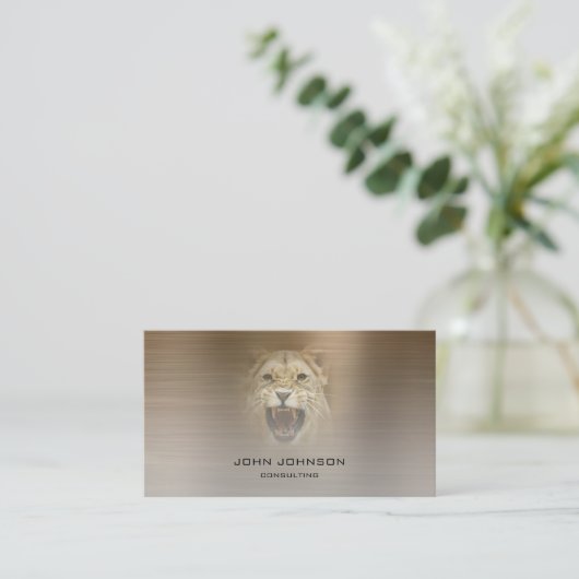 Speciaal advies van de Lion Sepia Metallic Steel Visitekaartje (Staand voorkant)