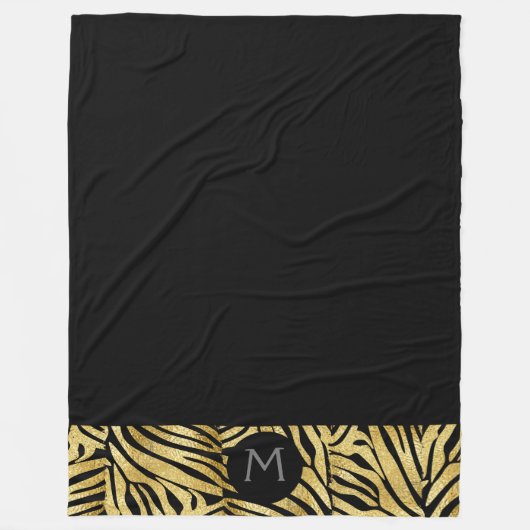 Speciaal afdrukken in zwart-wit en goudstaal fleece deken (Voorkant)