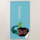 Speciaal Afrikaans-Amerikaanse Faux Foil Mermaid Strandlaken (Voorkant)