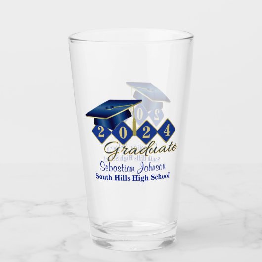 Speciaal Afstuderen blauw en goud 20XX Glas (Voorkant)
