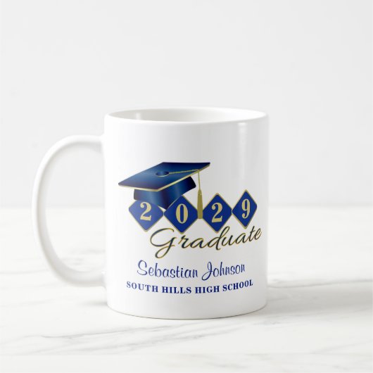 Speciaal Afstuderen blauw en goud 20XX Koffiemok (Links)