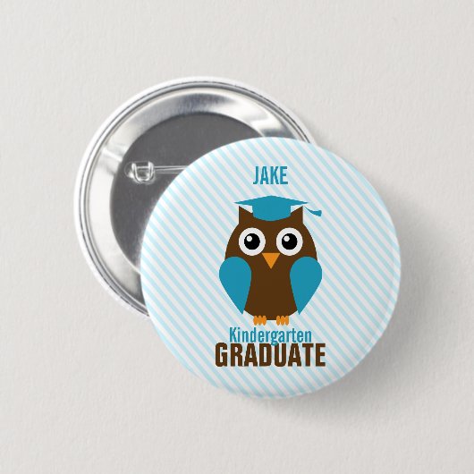 Speciaal Afstuderen Cute Blue Owl Kindergarten Ronde Button 5,7 Cm (Voorkant /achterkant)