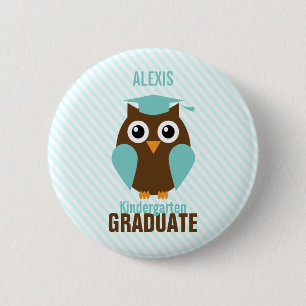 Speciaal Afstuderen Cute Mint Owl Kindergarten Ronde Button 5,7 Cm
