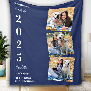 Speciaal Afstuderen Foto Collage Navy Blue Fleece Deken