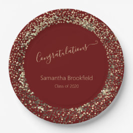 Speciaal Afstuderen Red Gold Glitter Papieren Bordje