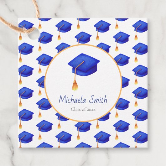 Speciaal Afstuderen van de Royal Blue Graduation C Bedankjes Labels (Voorkant)
