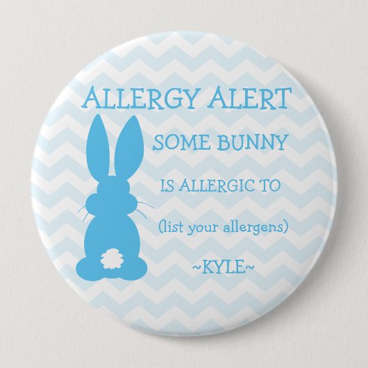 Speciaal alarm voor voedselallergie Pasen Bunny Bl Ronde Button 4,0 Cm (Voorkant)