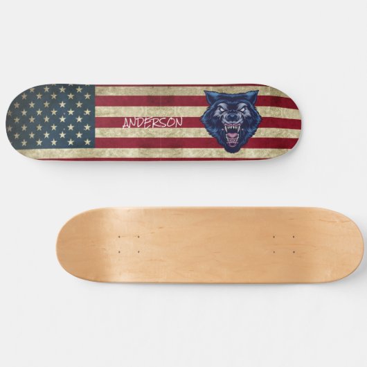 Speciaal Amerikaans blauw wolvenskateboard Persoonlijk Skateboard (Horizontaal)