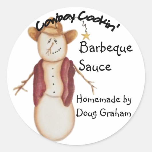 Speciaal Amerikaans cowboy Snowman Jar Label (Voorkant)