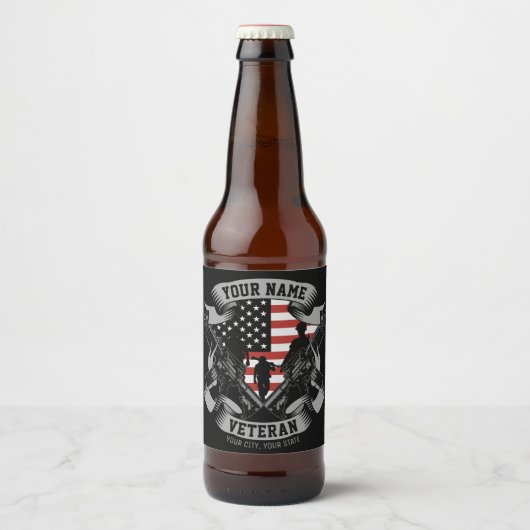 Speciaal Amerikaans Veteraan Proud Vet Vlag Vereni Bier Etiket (Voorkant)