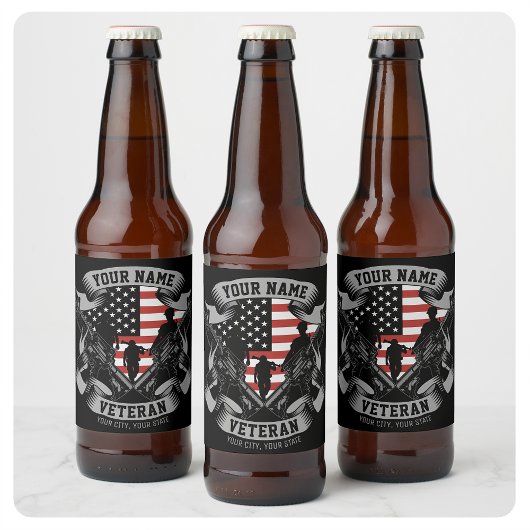 Speciaal Amerikaans Veteraan Proud Vet Vlag Vereni Bier Etiket