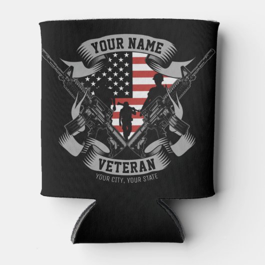 Speciaal Amerikaans Veteraan Proud Vet Vlag Vereni Blikjeskoeler (Voorkant)