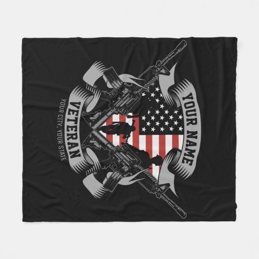 Speciaal Amerikaans Veteraan Proud Vet Vlag Vereni Fleece Deken (Voorkant (Horizontaal))