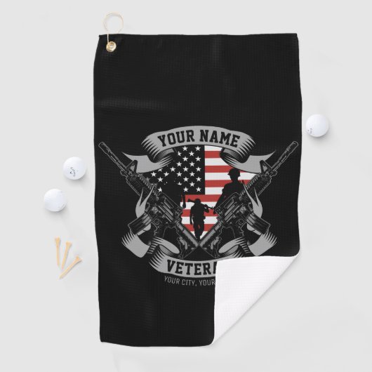 Speciaal Amerikaans Veteraan Proud Vet Vlag Vereni Golfhanddoek (Insitu)