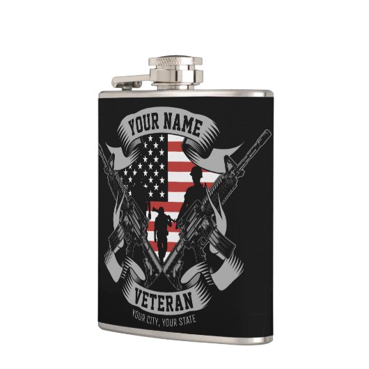 Speciaal Amerikaans Veteraan Proud Vet Vlag Vereni Heupfles (Links)